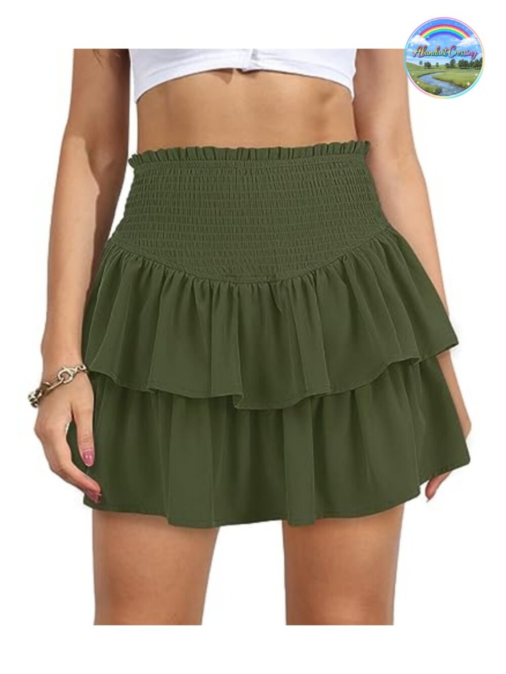 High Waist Ruffle Mini Skirt Tiered A-Line Skort with Lined Shorts